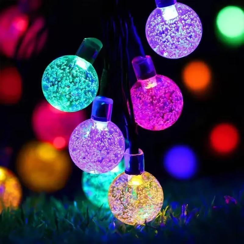 Solar Crystal Globe LED String Lights, 8 Modes Fairy Garland, 20/50/100 LED Solar Powered Light for Garden Christmas Party Outdoor Decor