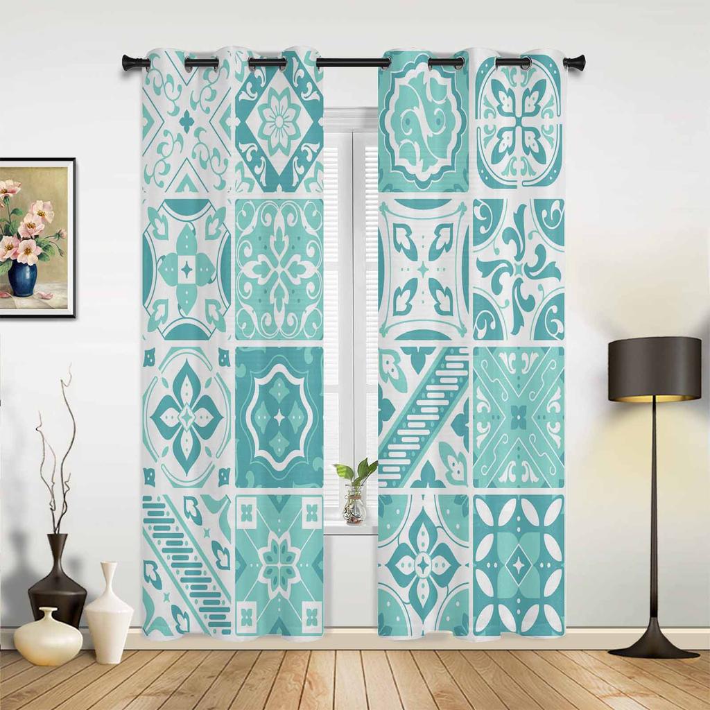Ethnic Style Abstract Flower Curtains Bedroom Living Room Drapes Kitchen Children Window Curtain Home Decor Bohemian Polyester Washable Great Ready