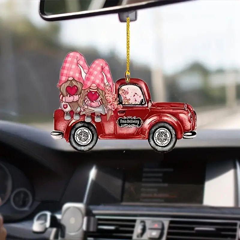 Cartoon Acrylic Delightful Gnome Hanging Ornament For Cheerful Car Decor Interior