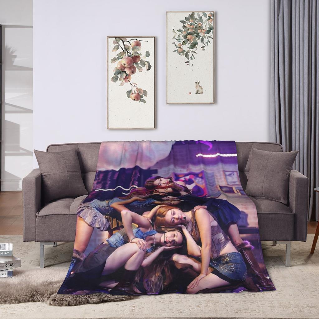 Katseye Kpop Girls Warm Blanket Child Plush Throw Blanket Print Couch Chair Flannel Bedspread Sofa Bed Cover