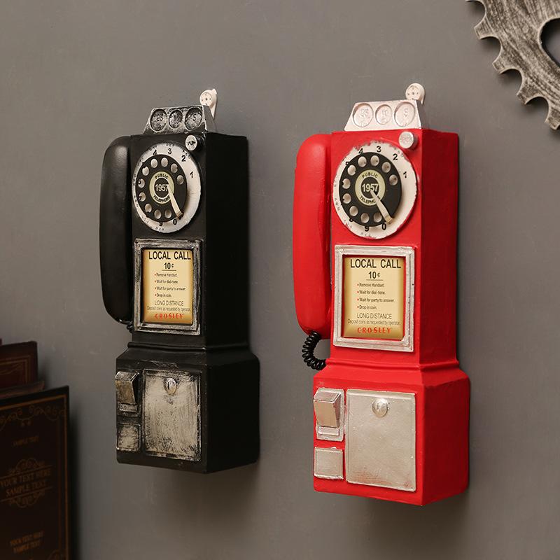 Antique Telephone Ornament Fashionable Classic Cell Vintage Rotary Crafts Ornaments Cafe Bar Window Booth Decoration