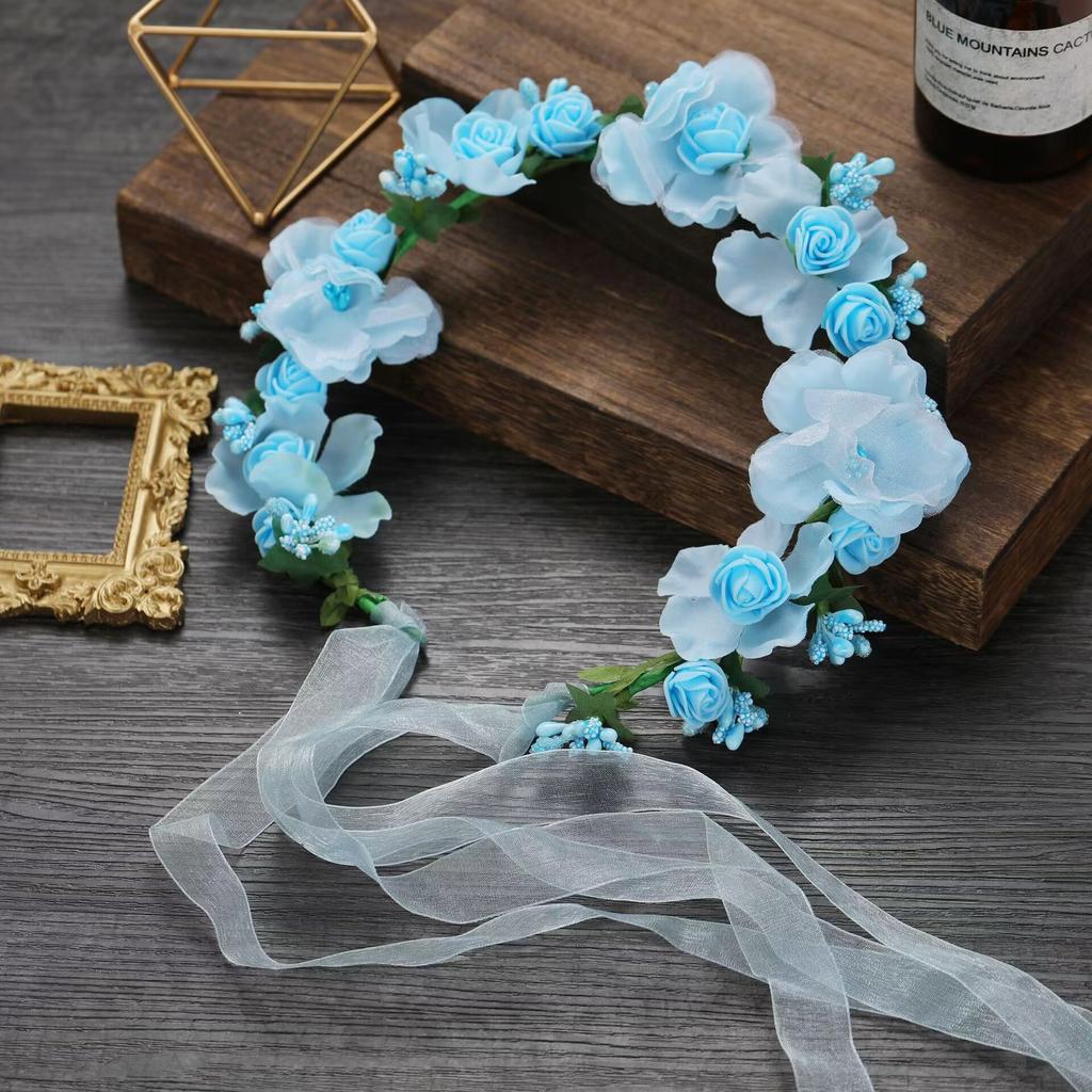 Mori women's simulated flower wreath, headgear, hair accessories, seaside vacation head flower