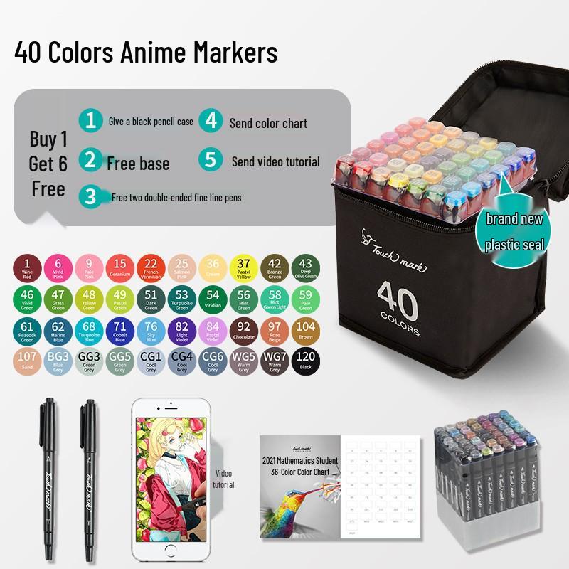 Touchmark 168-Color Alcohol-Based Marker Set with Durable Tips for Students