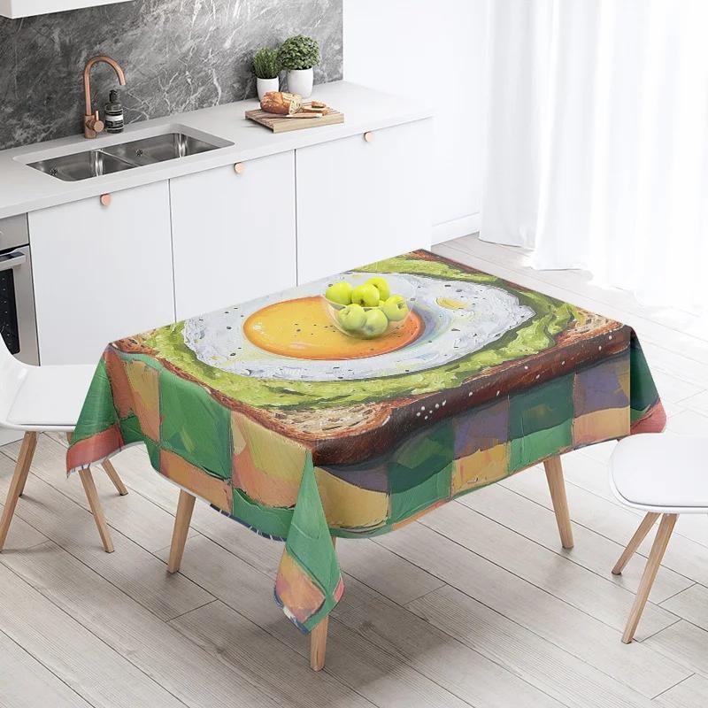 Yemek Temalı Masa Örtüsü Su Geçirmez ve Yağ Geçirmez Masa Örtüsü Nordic Tarzı Mutfak Masa Örtüsü Modern Ev Dekorasyonu