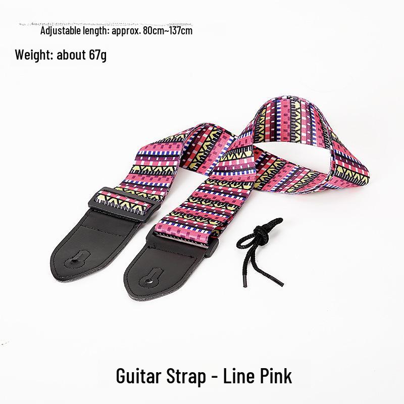 Ethnic Style Widened Wooden Guitar Shoulder Straps - Electric Guitar Polyester Printed Straps