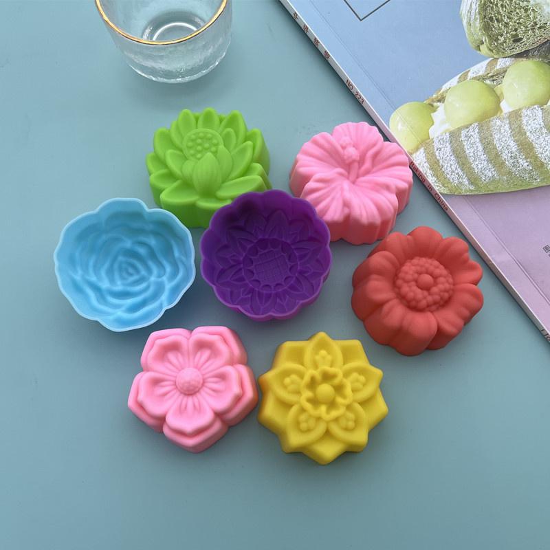 10pcs/lot 5cm Various Flower Designs Silicone Mold Chocolate Pudding Ice Mould Cupcake Cake Tools DIY Mini Soap Candle Molds