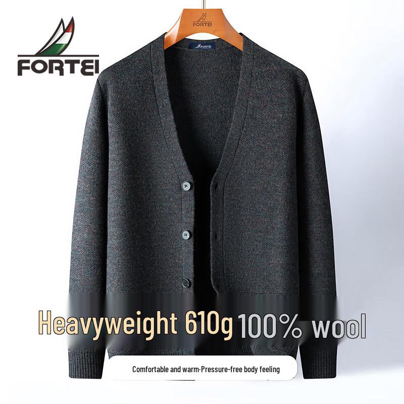 

Мужской кардиган с V-образным вырезом из 100% шерсти ягненка XL 52