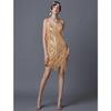 Gatsby 1920s Tassel V-Neck Spaghetti Strap Evening Gown: Retro Latin Dance & Cocktail Party Dress