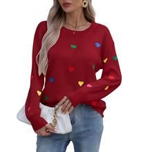 Europe, America, autumn and winter new hot-selling sweaters women's  Valentine's Day love round neck pullover knitted sweater top