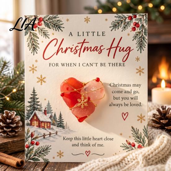 Pocket Hug Token for Christmas Card, Mini Festive Greeting Card Creative Scrapbook Accessories with Envelope, Holiday Gift Tag Friends Family Stocking