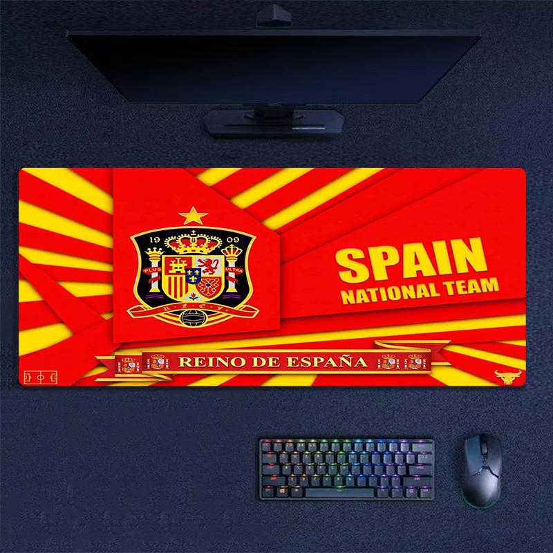 Spain Football Team Color Mouse Pad Large Gaming Table Cushion Non-slip Laptop Tablet Big Mousepad XXL Mat Mini PC Playmat With Lock edge