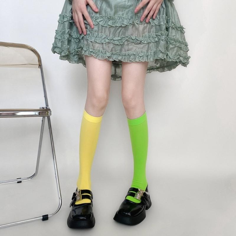 Colorful Calf Socks Velvets Knee High Stockings Lightweight Breathable Knee High Socks Student Girls Middle Tube Socks