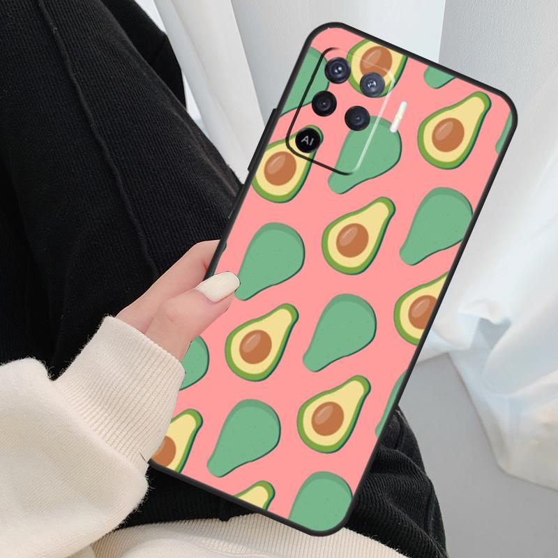 Avocado-Muster-Hülle für Oppo A96 A76 A16 A60 A98 A58 A78 A18 A38 A80 A40 A77 A57 A17 A74 A54 A94 A15 A5 Pro