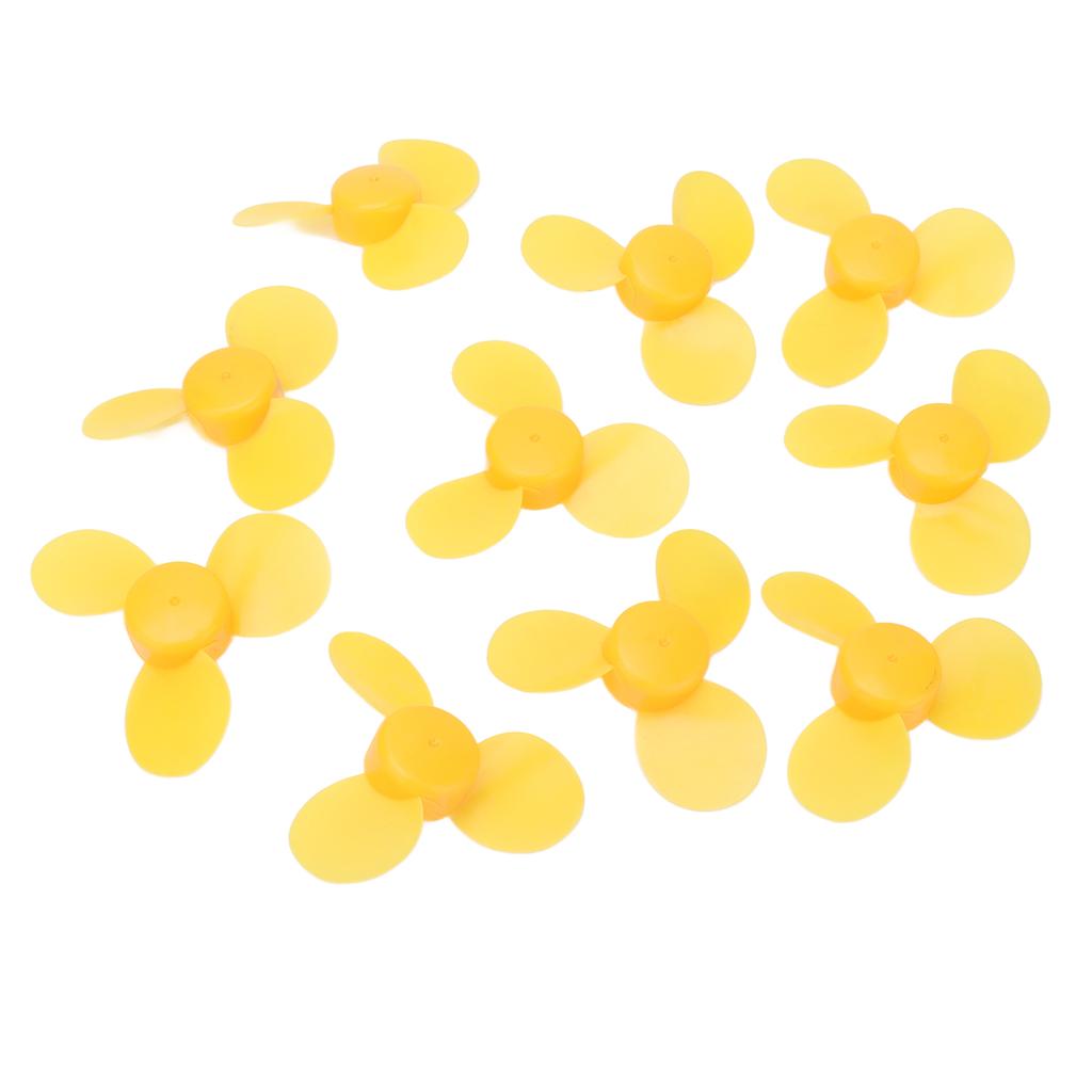 10 Stück Spielzeugpropeller ABS-Kunststoff 3 Blätter Ventilator DIY Spielzeugmodell Zubehör Gelb 743Y2A