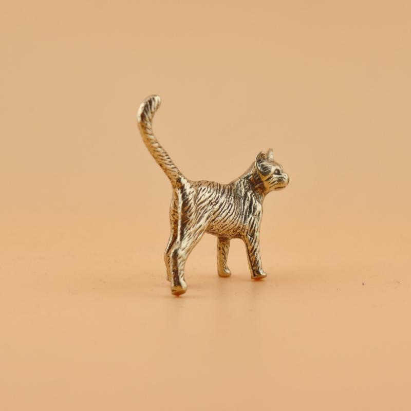 Kreative Retro Messing Kleine Haustierkatze Statue Interessante Mini Langschwanzkatze Tischdekoration Miniatur Heimdeko Handwerk Geschenk