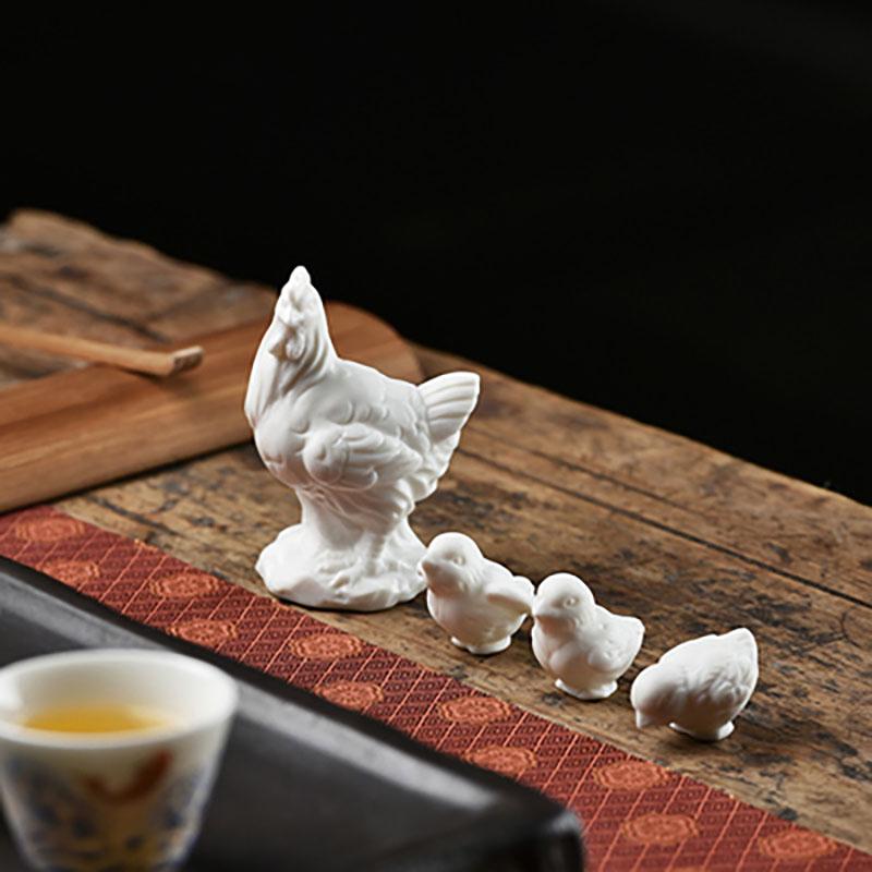 Cute Pure White Porcelain Chicken Figurines  Cute Animal Statue  Home Decoration  Bonsai Micro Landscape  Small Ornaments