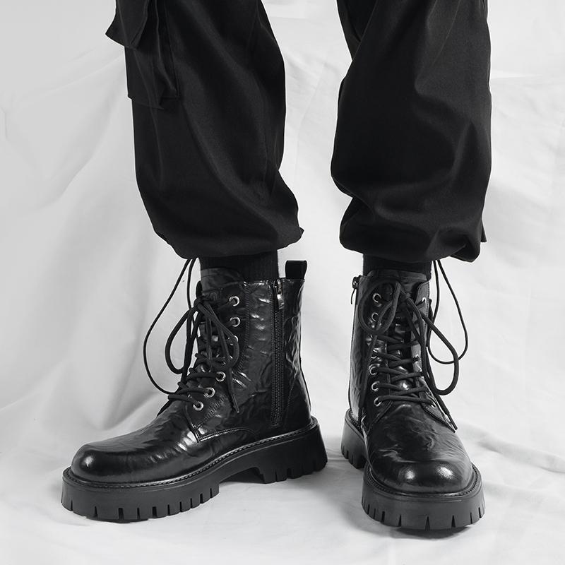 New Men's Thick Soled Boots Retro British Minimalist Style Comfortable Leisure Outdoor Street Office and Party Leather Shoes