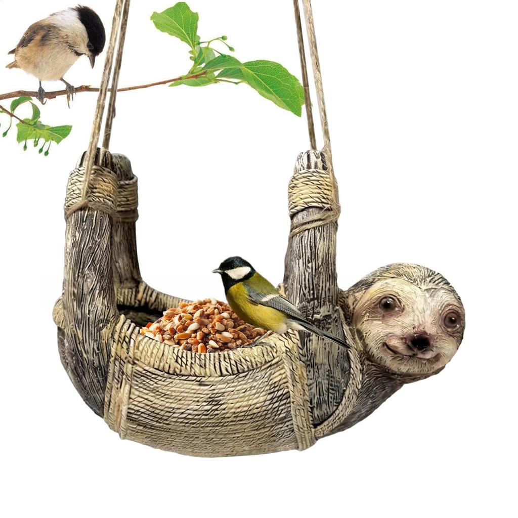 Outdoor Hanging Bird Feeder Sloth Bird Feeder Pendant Decoration Bird Bathtub Garden Courtyard Decoration Current Feeder