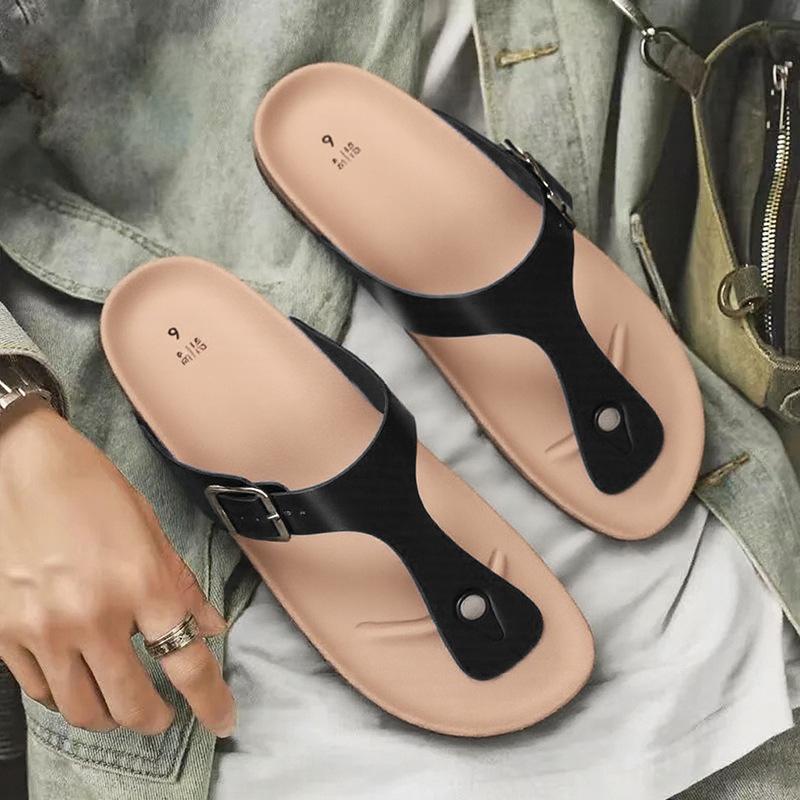 2025 New Summer Men's 2668 Large Size Sandals Trendy Men's Foot-pinching Herringbone Beach Shoes Men's Cool Slippers