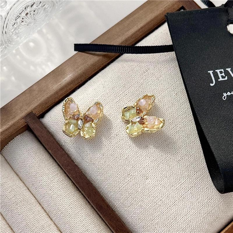 Gradient Crystal Butterfly Earrings for Women - 2025 High-End Sweet Niche Ear Clips