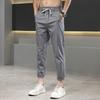 Of Foreign Trade Surplus: Summer Thin Pure Cotton Straight-Leg Trendy Casual Pants for Men, Breathable Versatile Drawstring Cropped Dress Pants