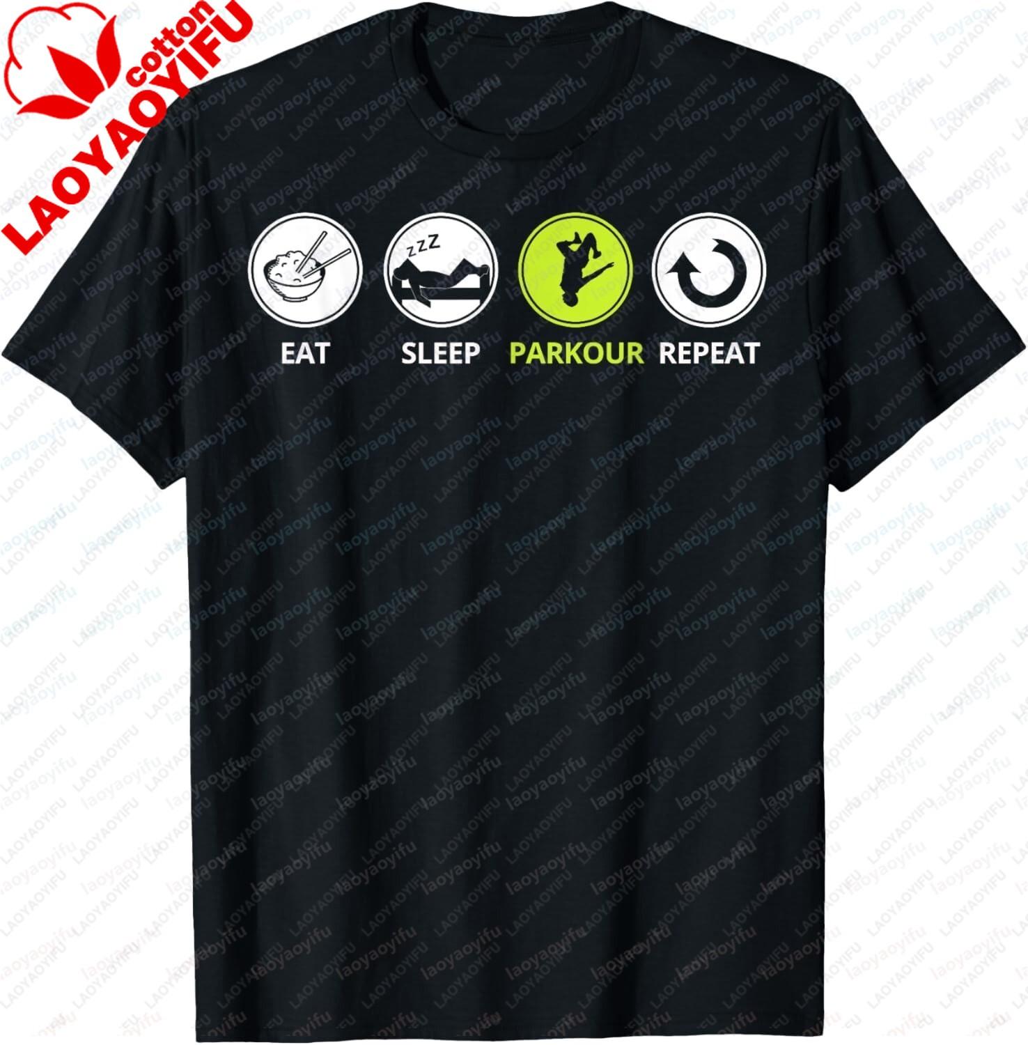 

Funny Parkour T Shirt for Man Eat Sleep Parkour Repeat Tee Gift for Men and Women Genderspecific Y2k Tshirt 4XL