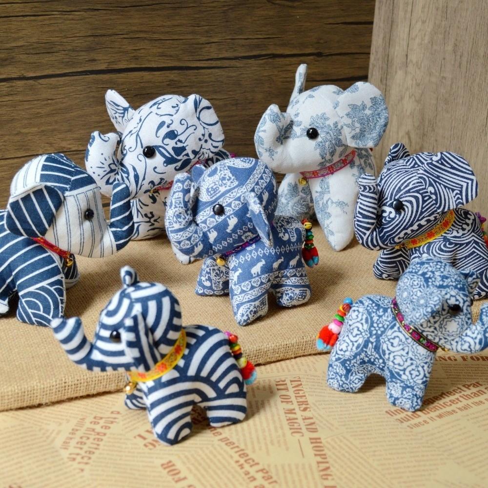 Thai Fabric Elephant Plush Doll Toy Ethnic Ganesha Stuffed Animal Elephant Ornament Travel Gift