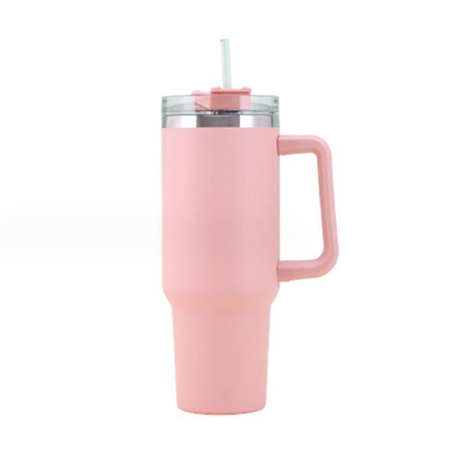 40oz Stainless Steel Car Cup Large Capacity with Straw Handle Double-Wall Vacuum Portable Insulated Cup