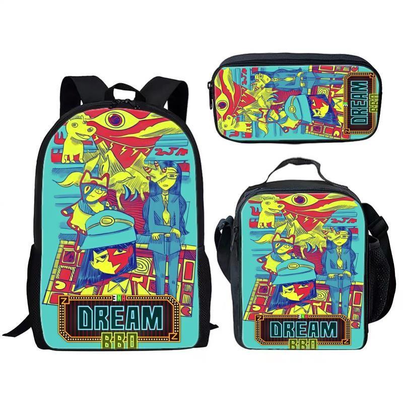 

Bbq Dream Ena Pattern Printing Backpack Lunch Bag Pen Case Set For Gift Student Style A,37cm/14.5inch