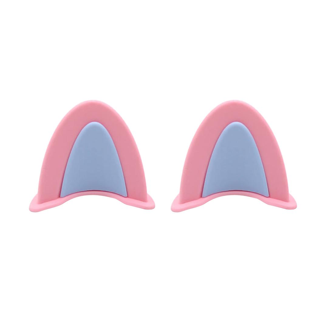 Motorcycle Helmet Cat Ears PVC Creative Cute Helmet Cover Sticker Helmet Accessory Pink + Blue