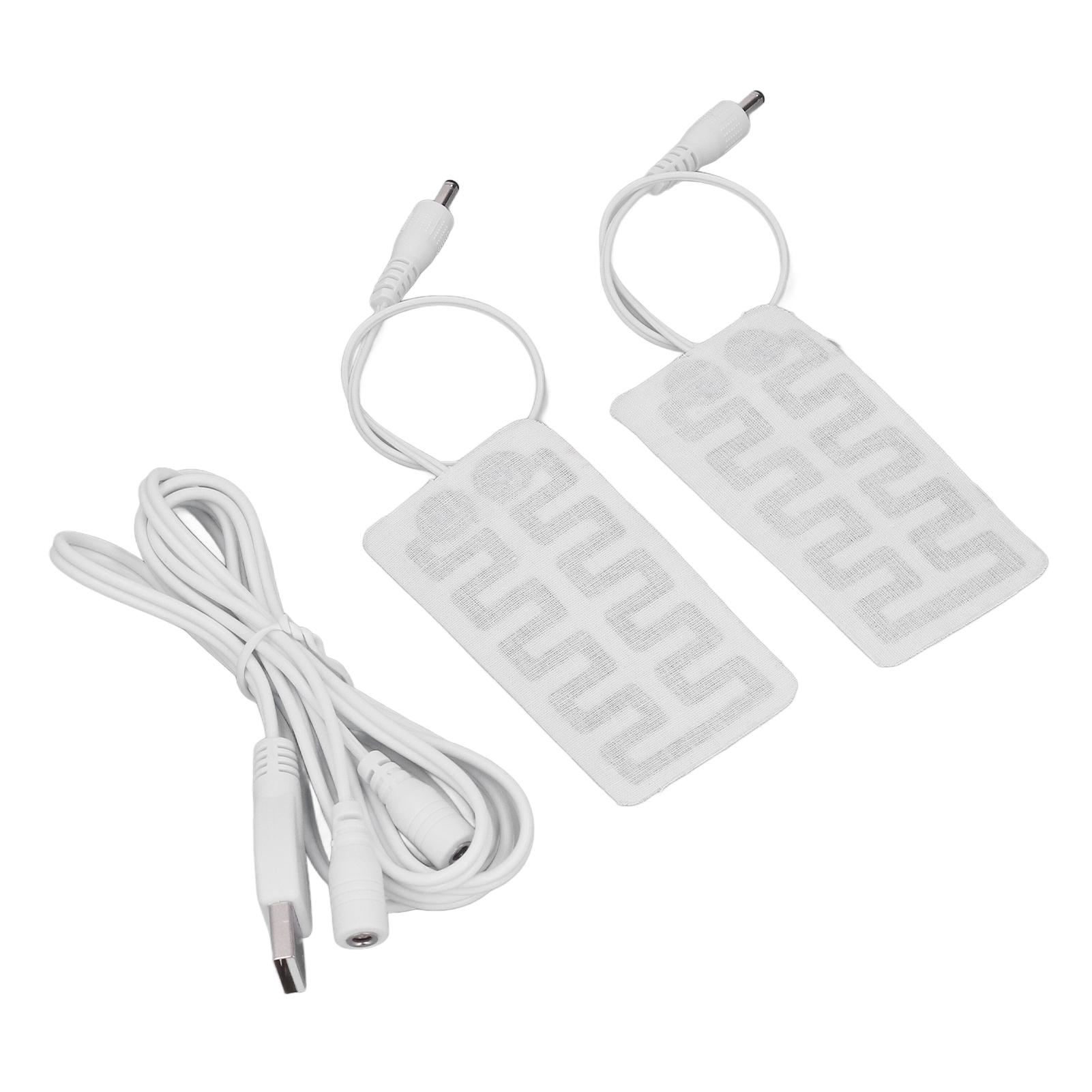 

2Pcs USB Heating Film 3.5x1.8in Carbon Fibre Soft Safe Machine Washable Electric Heating Pad for Gloves Socks Shoes