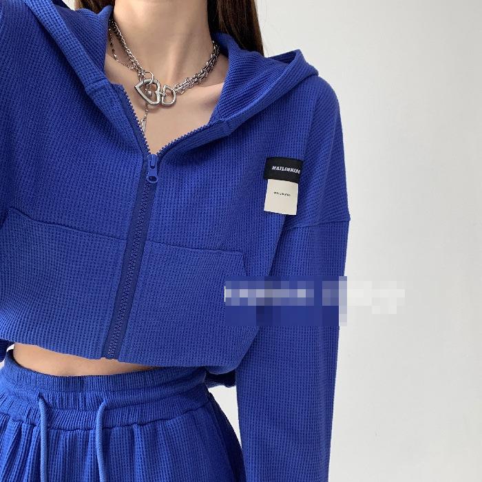 

Women s Sporty Solid Color Patchwork Zip-Up Hooded Sweatshirt - Autumn 2022 Korean Style Trend Medium