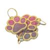Zinc Alloy Pet Tag Compatible Dog Id Hanging 3Pcs Pink Metal Paw Print