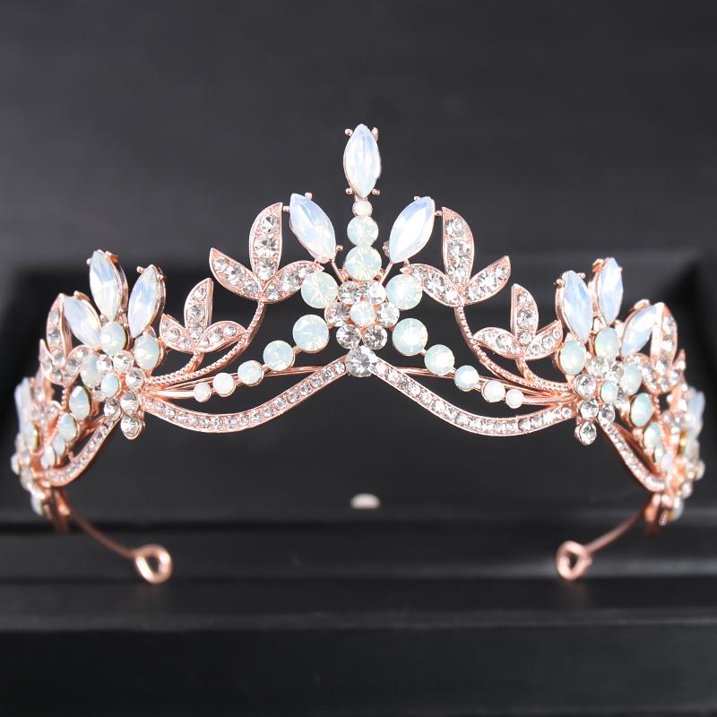 Rose Gold Color Crystal Tiaras And Crowns Rhinestone Prom Princess Diadem Wedding Bridal Hair Accessories Jewelry Crown Tiara