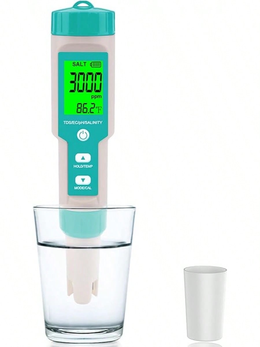 

Digital Aquarium Salt Tester, 5-in-1 Salinity Meter with PH, TDS, EC, and Temperature, Accurate Pool and Saltwater Testing Tool зелёный