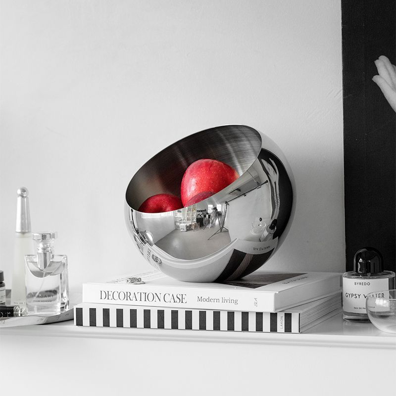 Stainless Steel Fruit Basin, Nordic Simple Fruit Bowl, Living Room Household Tableware, Creative Light Luxury Nut Storage Basin,
