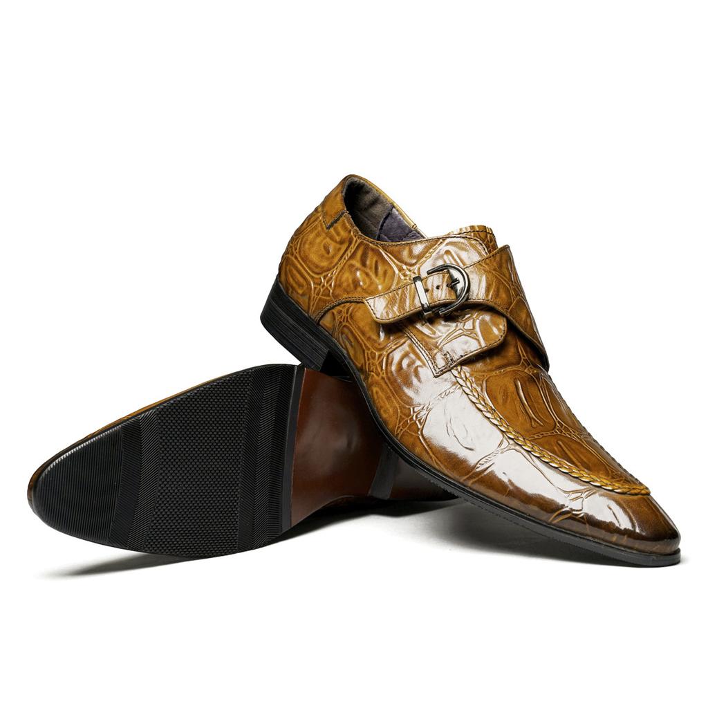 Schnallen-Munch Lederschuhe Herren Echtes Leder Kleiderschuhe Herren Trendige Herren Ein-Pedal Business Casual Schuhe Große Größe Lederschuhe