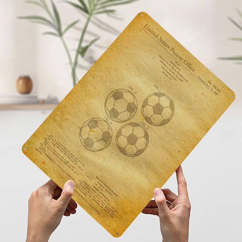 

19 Soccer Ball Patent Tin Plaque Poster Customized Wall Art Retro Vintage Metal Signs for Room Office Decor Coffee Bar Wand Deko 7.9x11.8In(20x30cm)