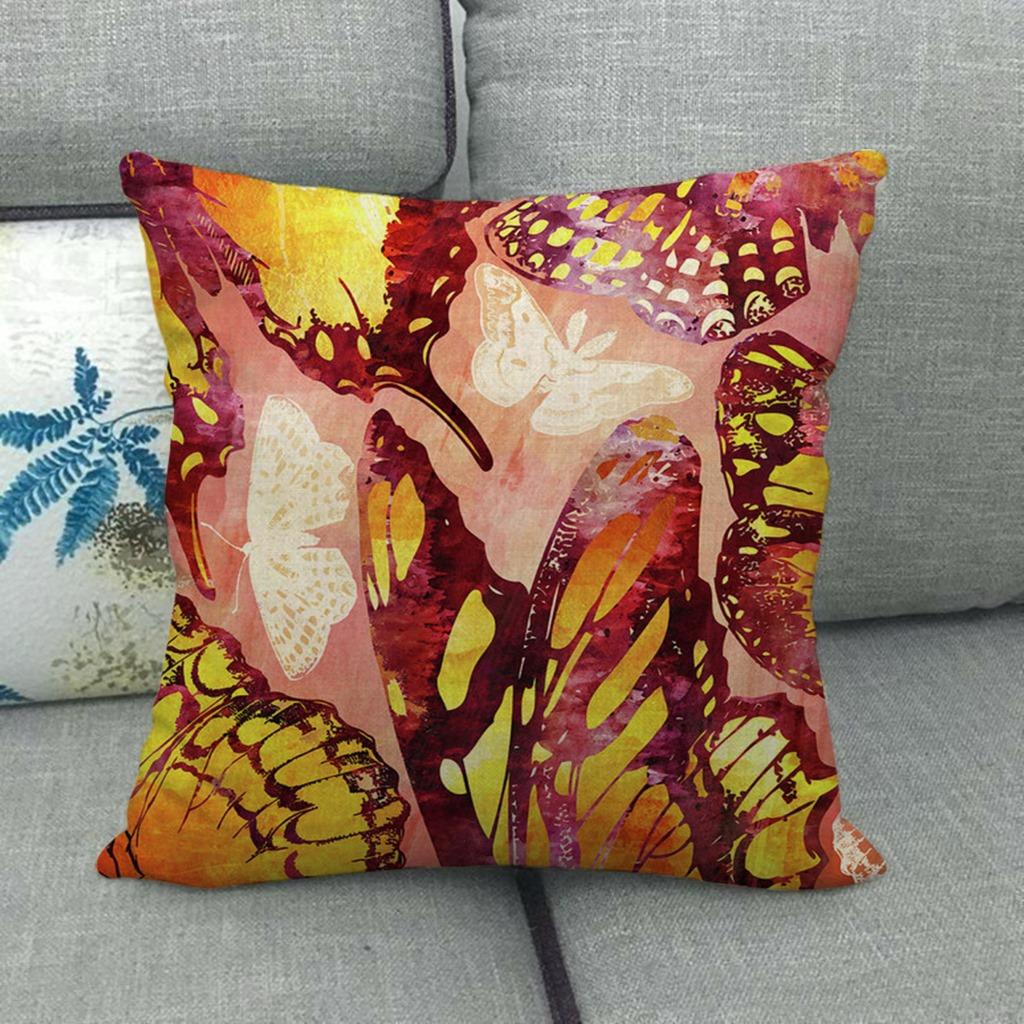 Butterfly Colorful Cartoon Insect Animal Digital Printing Short Plush Pillow Covers For Car Sofa Office Cushion Cover Home Goods