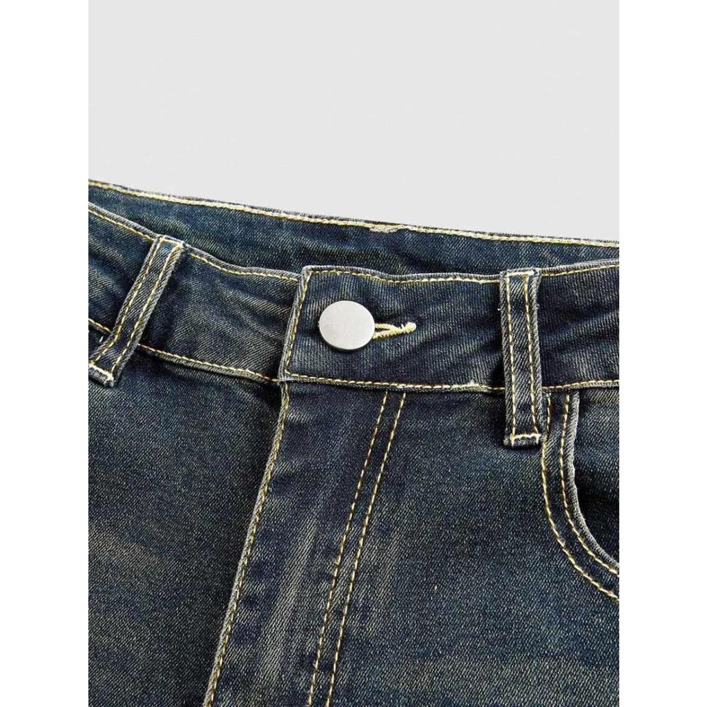 VIONA Mode Y2k Jeans Für Damen Blaue High Waist Schlag Jeans Mit Stickerei Vintage Retro Stil