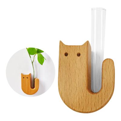 Kühlschrankmagnet Holz Katzenmuster Magnetische Kühlschrankdekoration Kleine dekorative Vase Massivholz für Zuhause oder Büro