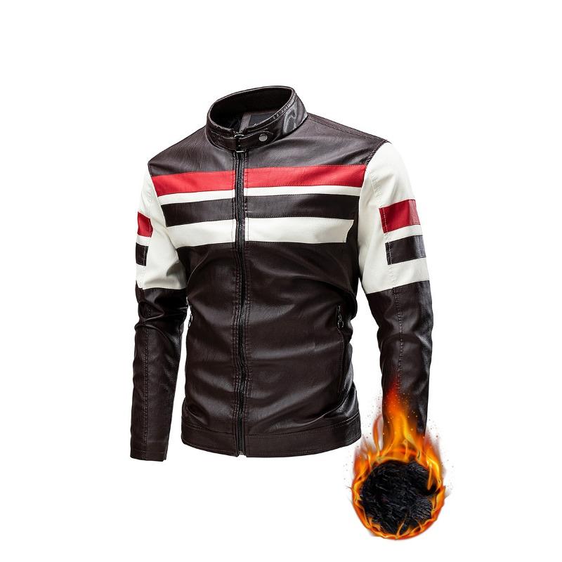 Giacca in Pelle da Uomo Nuova Autunno e Inverno Cuciture Bella Giacca in Pelle da Motociclista Taglia Grande Giacca in Pelle Abbigliamento per Uomini Grassi