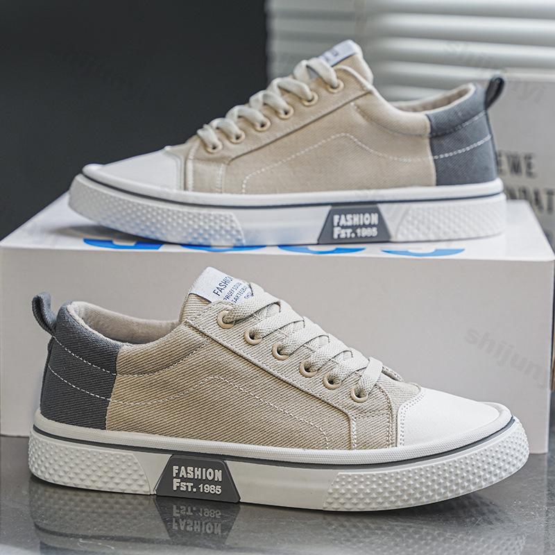 Men's New Sports and Casual Canvas Board Shoes Soft Soles Men's Trendy Lace Up Breathable Versatile Spring and Autumn Sneakers