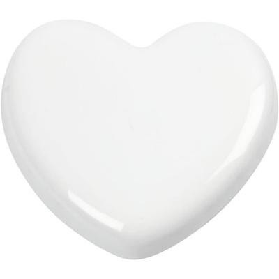 Glass Heart - 6.5 X 6.5 Cm - White - Solid