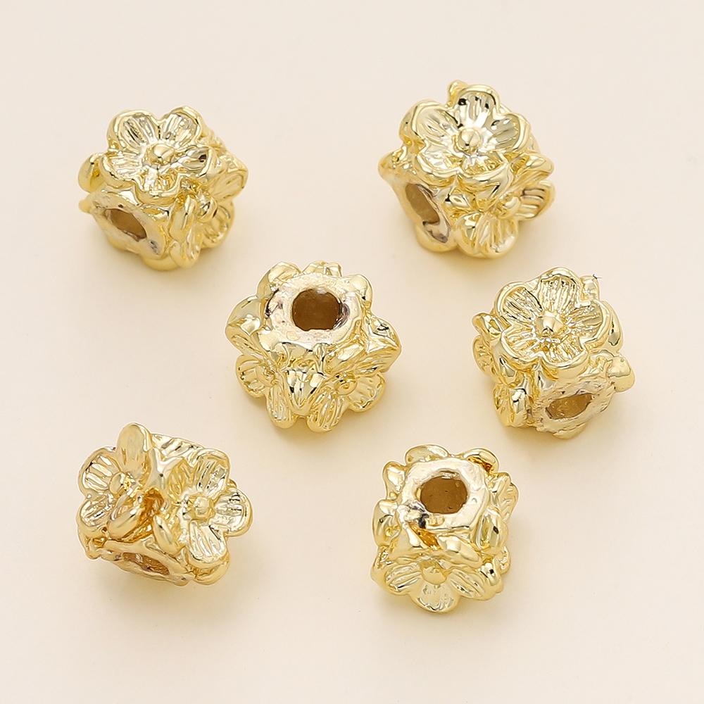 20/50 Stück/Los 14K/18K Goldfarbe Beschichtet Quadratische Form Blume Abstandshalter Perlen für DIY Armband Halskette Schmuckherstellung Zubehör