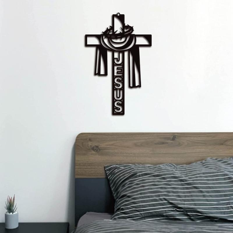 Christmas Metal Cross Wall Art Decor Jesus Letter Decorative Holy Ornament for Catholic Christian Church Decorations