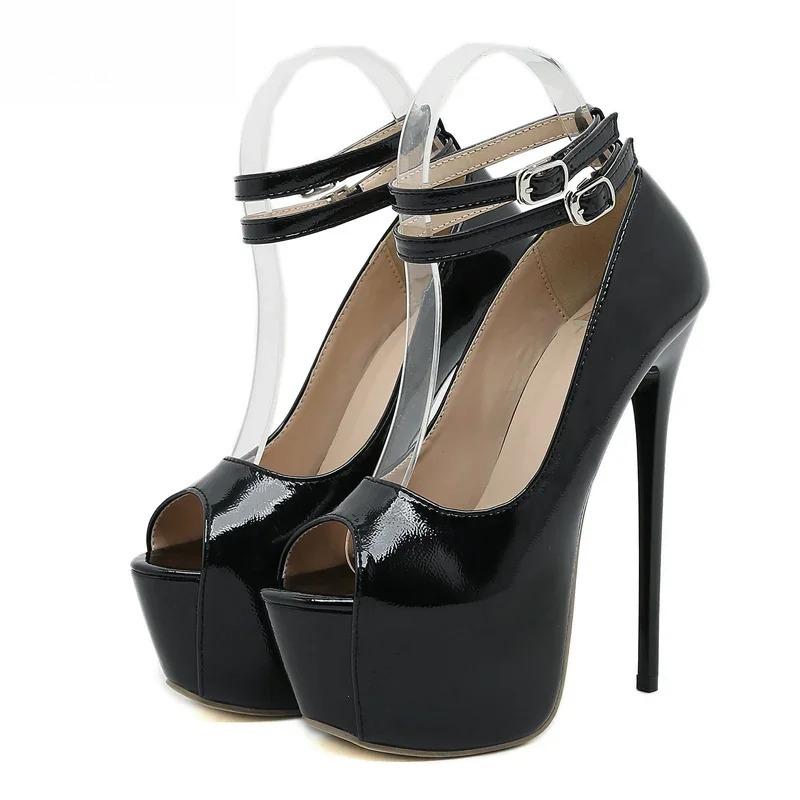 Fashion High Heel Pumps 2025 Fashion Sexy Open Toe Platform Women Shoes Stiletto Heels Double Breasted Buckle Pole Dancing Sandals Shoes