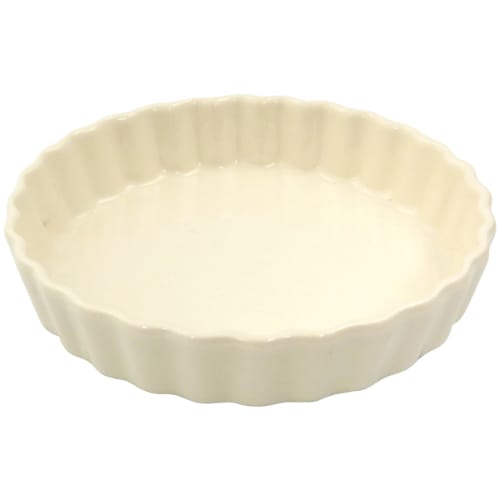 Banko Ware Oven-Safe Quiche and Gratin Dish (Small), White Vertical Stripes, Approx. 15.5cm Diameter, Microwave Safe, Made in Japan, Product Number 06