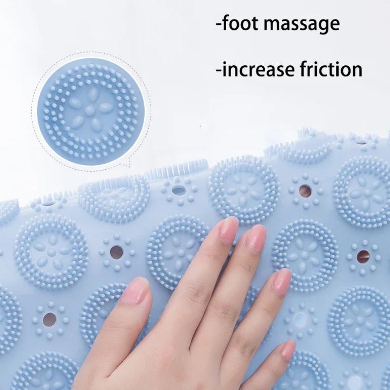 Bathroom Mat Anti-slip Sucker Round TPR Bath Mat with Drain Hole Silicone Bathing Rugs Foot Massage Pad Bathtub Soft Shower Mat