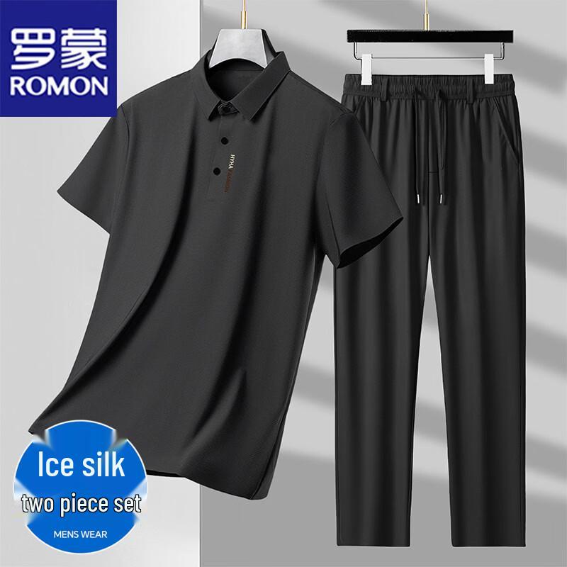 

ROMON Men s Summer Ice Silk Quick-Dry Polo Set 4XL